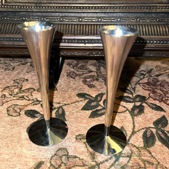 1960s Vintage Silver Solingen Germany Candlesticks Candle Holders 5" MCM Set - Picture 2 of 10